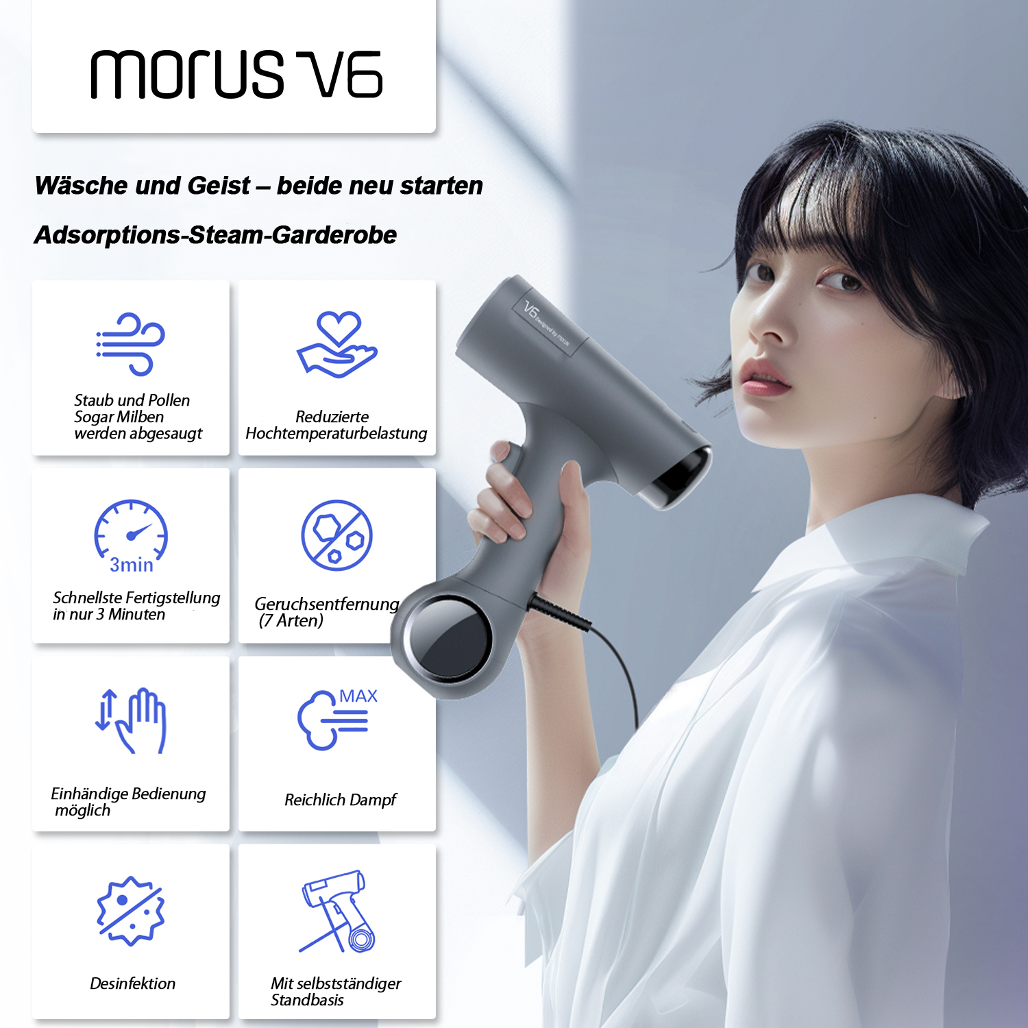 Morus V6 Vakuum-Dampfbügler für Kleidung